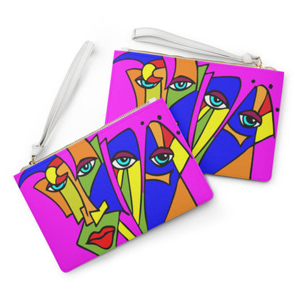 Abstract Art Vegan Leather Clutch Bag