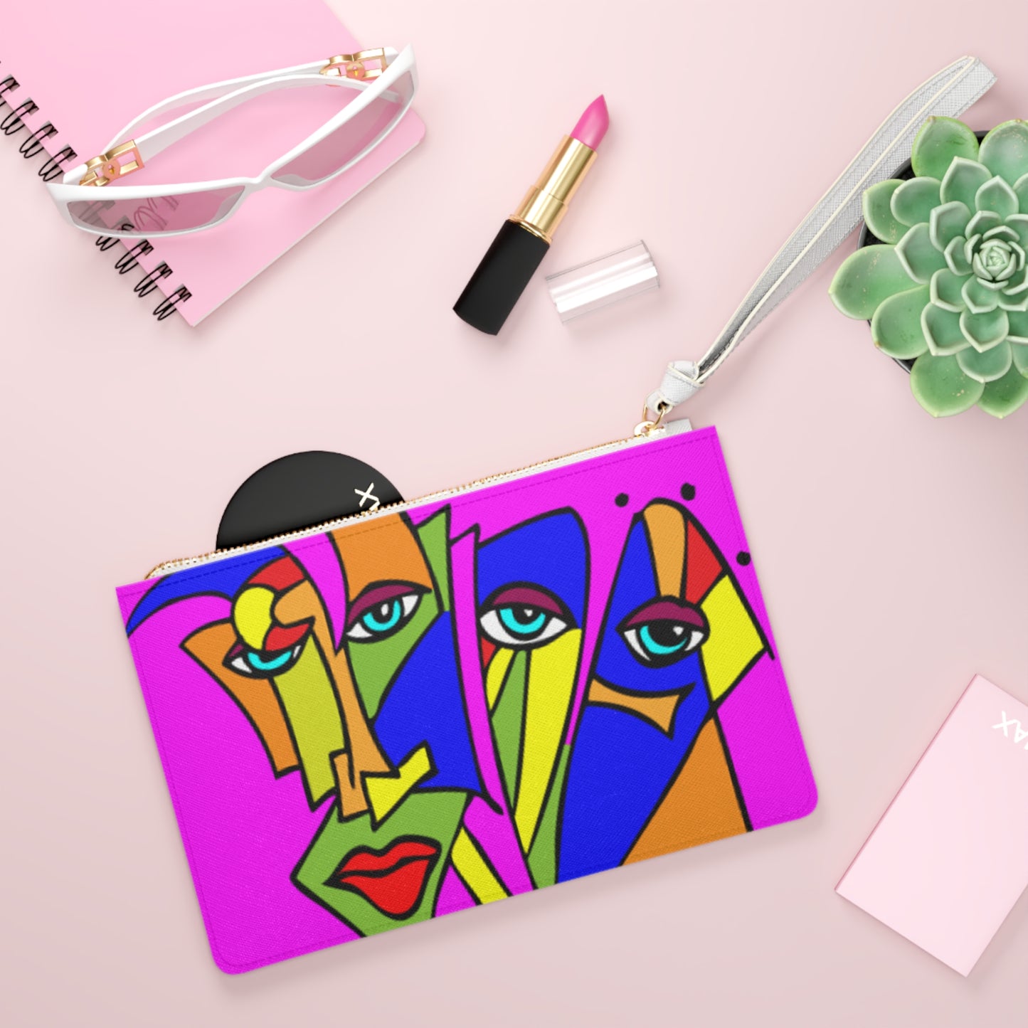 Abstract Art Vegan Leather Clutch Bag